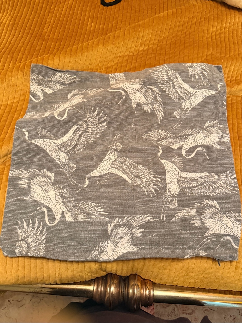 Gray Crane Pattern Decorative Pillow Cover by